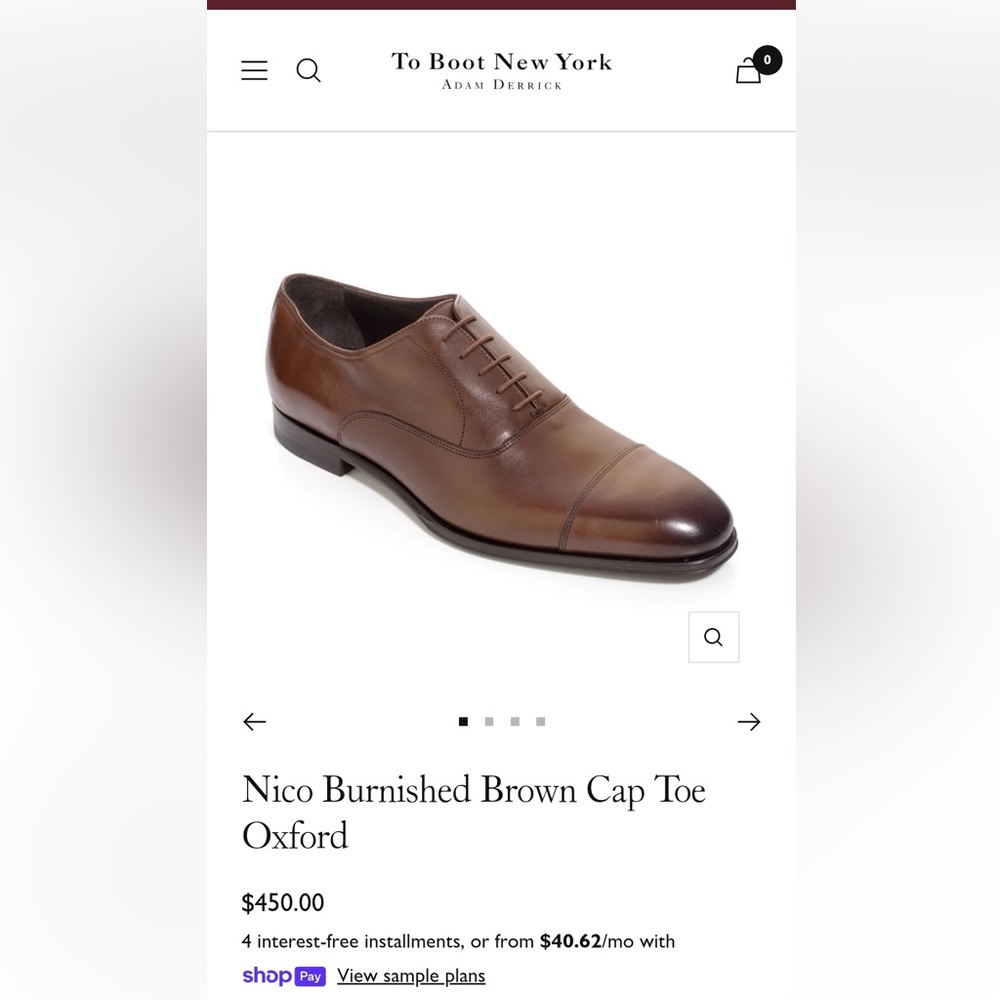 To Boot NY - Nico Burnished Brown Cap Toe Oxford
